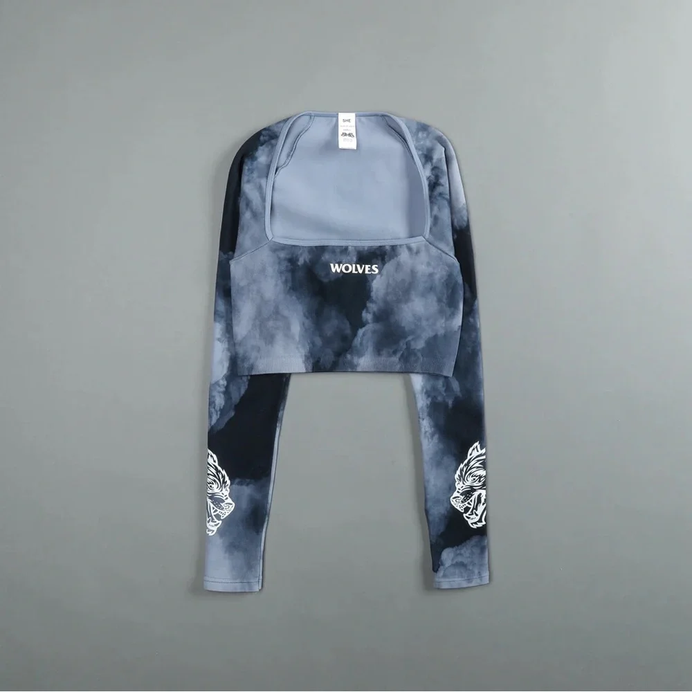 πΊ Darc Sport Everson Seamless Darc Blue ghost cloud long sleeve crop top SHE M - Picture 5 of 11